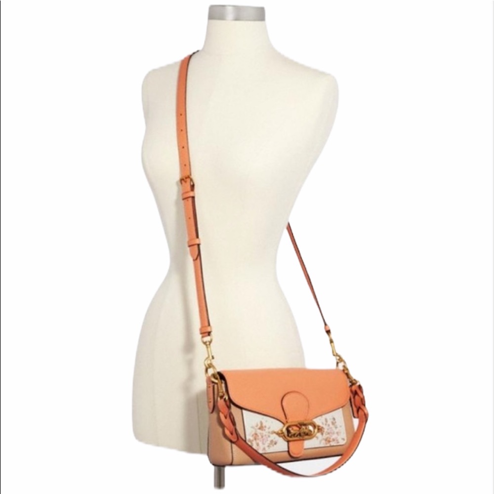 Coach Jade Shoulder Bag With Rose Bouquet print - Picture 1 of 14